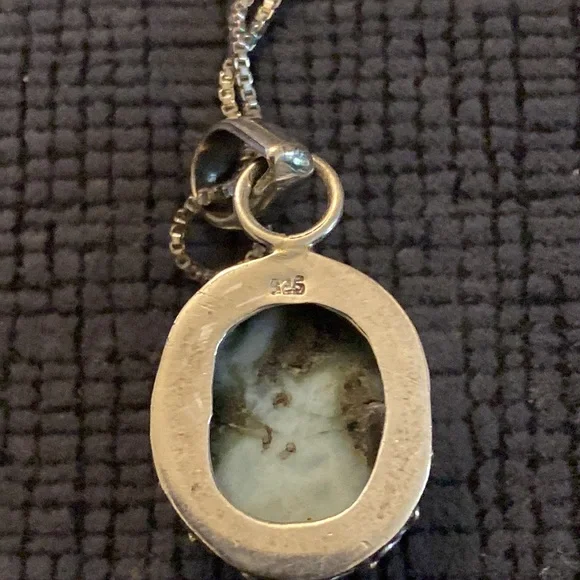 Vintage Sterling Silver Turquoise Necklace - Picture 5 of 7